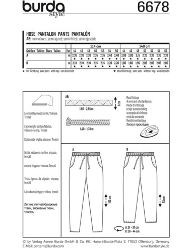 Molde de calça - Burda 6678