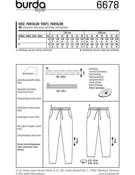 Molde de calça - Burda 6678