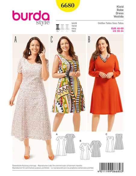 Molde de vestido - Burda 6680