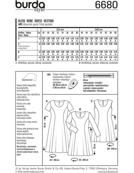 Molde de vestido - Burda 6680