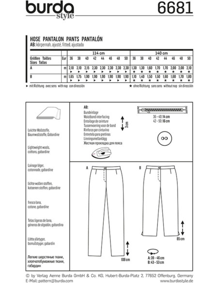 Molde de calça - Burda 6681