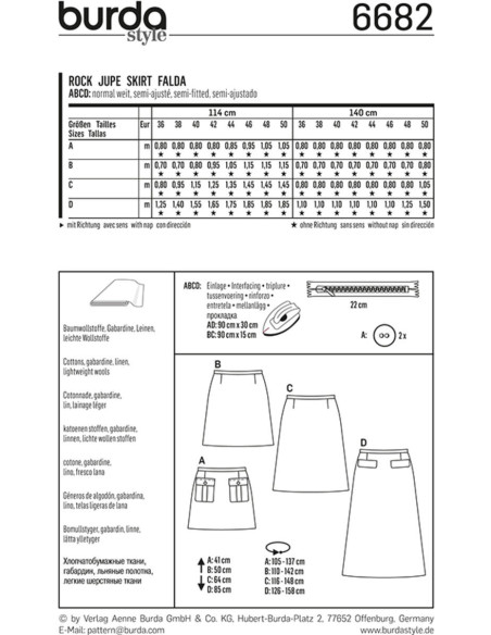 Molde de saia - Burda 6682