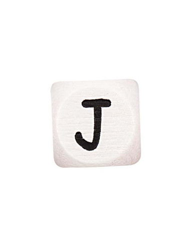 Cubo de madeira branco com letra do alfabeto em pérola