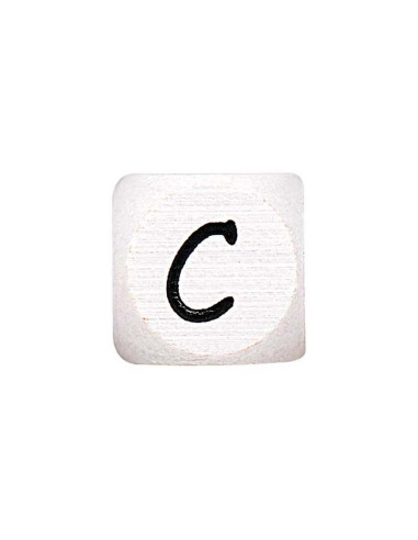 Cubo de madeira branco com letra do alfabeto em pérola