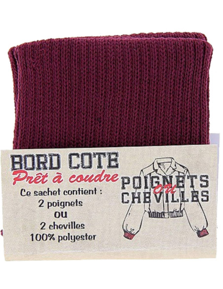 Pacote de 2 punhos com borda canelada - Bordeaux