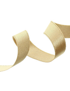 Fita de cetim lurex - Ouro claro