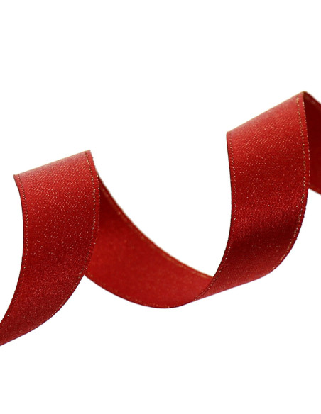 Fita de cetim lurex - Vermelho