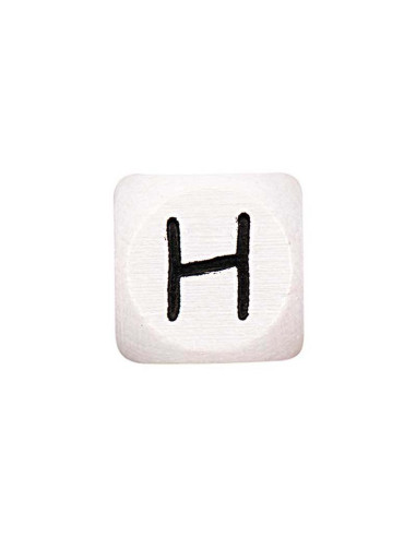 Cubo de madeira branco com letra do alfabeto em pérola