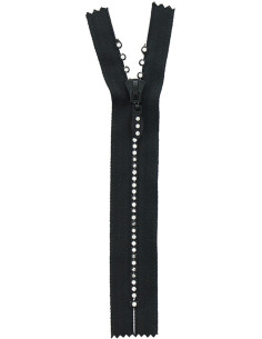 Fecho de correr não separável - Strass preto