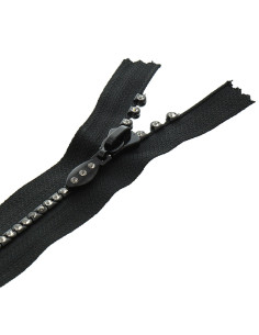 Fecho de correr não separável - Strass preto 2