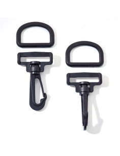 Conjunto de mosquetões de plástico 40 mm preto 2