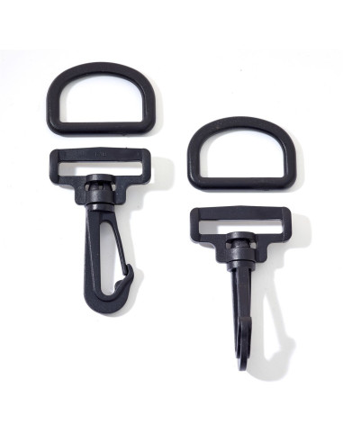 Conjunto de mosquetões de plástico 40 mm preto
