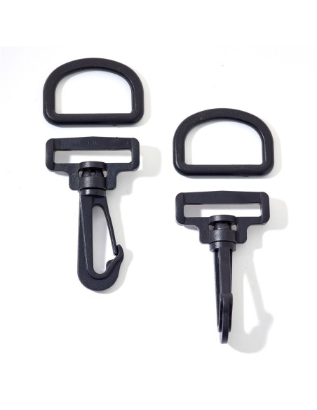 Conjunto de mosquetões de plástico 40 mm preto