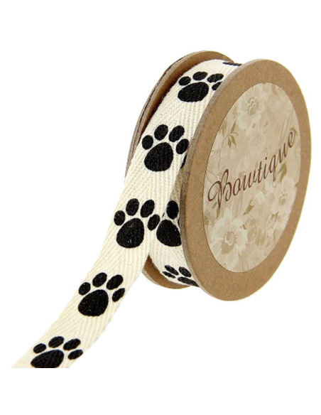 Fita de algodão com pegadas de animais - 15 mm x 5 m