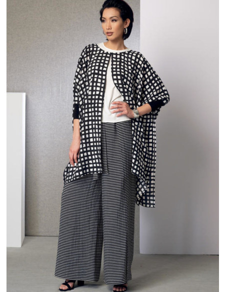 Padrão de poncho, blusa, shorts e calças - Vogue 9191