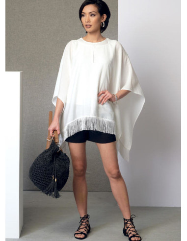 Padrão de poncho, blusa, shorts e calças - Vogue 9191