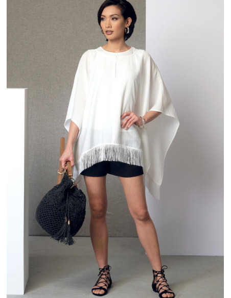 Padrão de poncho, blusa, shorts e calças - Vogue 9191