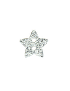 Botão de 2 furos em forma de estrela com glitter - Prata 2