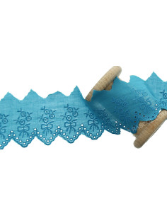 Laise bordada com laço - Azul turquesa