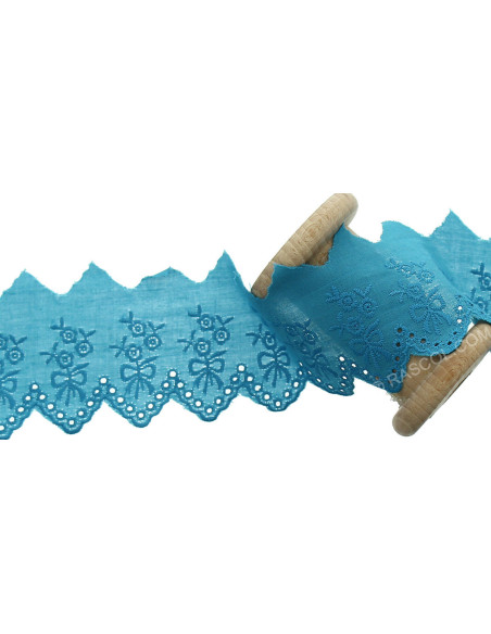 Laise bordada com laço - Azul turquesa