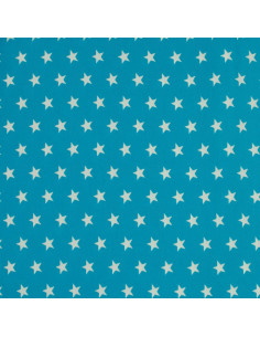 Tecidos de algodão com estrelas - Azul aqua e branco