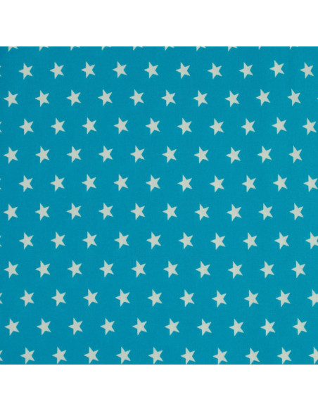 Tecidos de algodão com estrelas - Azul aqua e branco