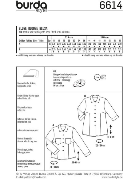 Molde de blusa - Burda 6614