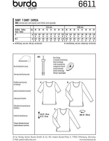 Molde de t-shirt - Burda 6611