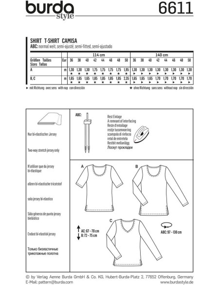 Molde de t-shirt - Burda 6611