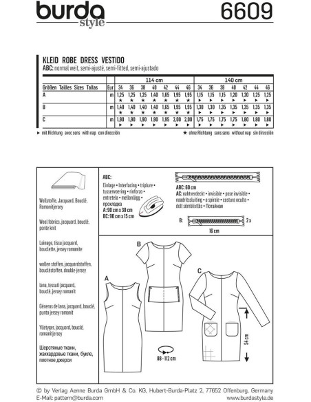 Molde de vestido - Burda 6609