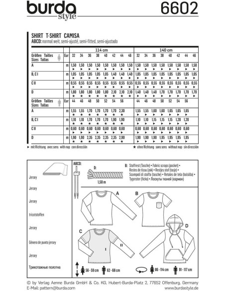 Molde de t-shirt - Burda 6602