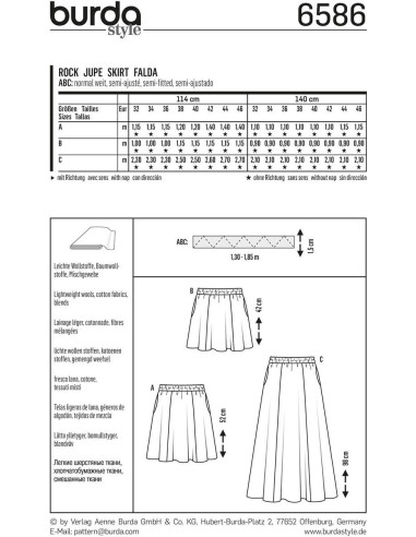Molde de saia - Burda 6586