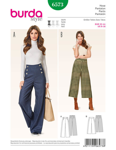 Molde de calça - Burda 6573