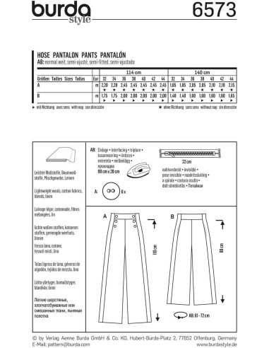 Molde de calça - Burda 6573