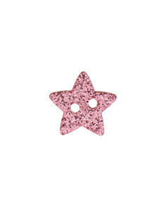 Botão de 2 furos estrela com lantejoulas - Rosa 2