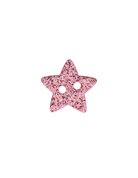 Botão de 2 furos estrela com lantejoulas - Rosa