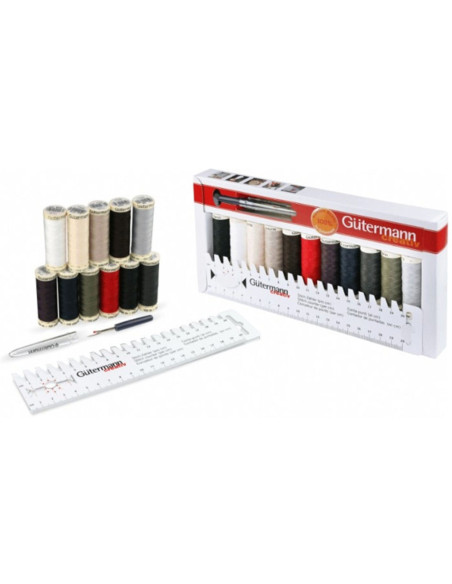 Conjunto de 11 linhas de costura Gütermann + acessórios