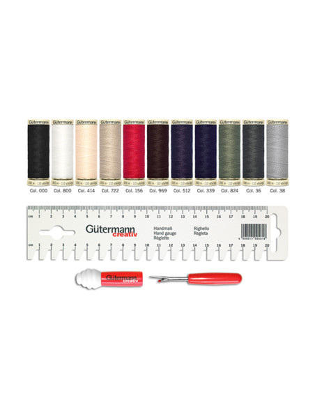 Conjunto de 11 linhas de costura Gütermann + acessórios