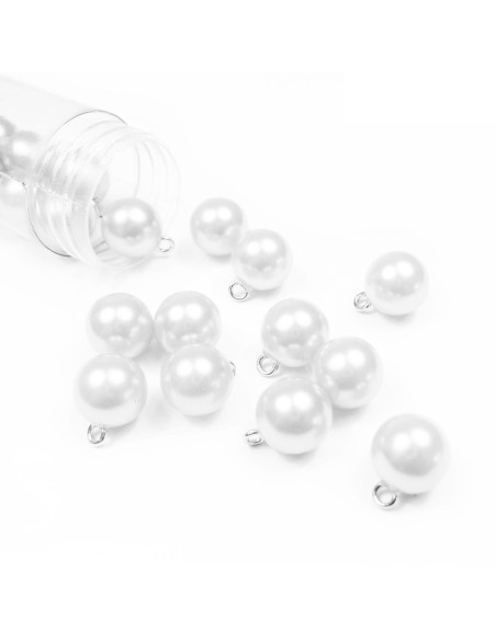 Botão bola perolado casamento - Branco