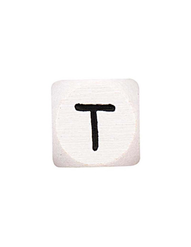 Cubo de madeira branco com letra do alfabeto em pérola