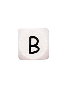 Cubo de madeira branco com letra do alfabeto em pérola 2
