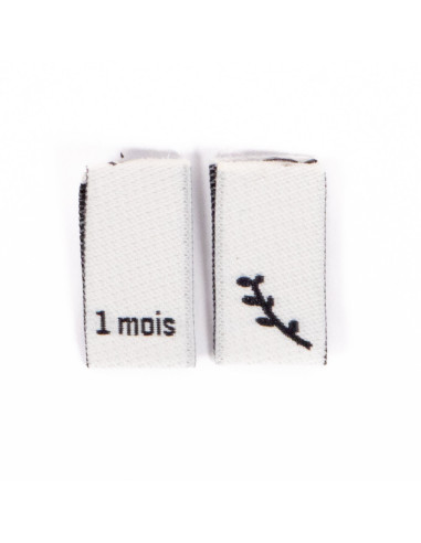 Conjunto de etiquetas tecidas de tamanhos