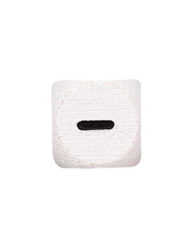 Cubo de madeira branco com letra do alfabeto em pérola