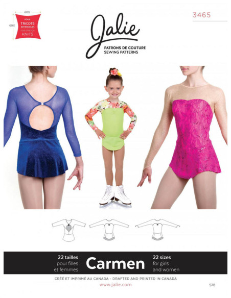Molde de vestido de patinagem Carmen - Jalie 3465