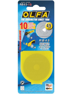 10 lâminas de reposição para cortador Olfa - 45 mm