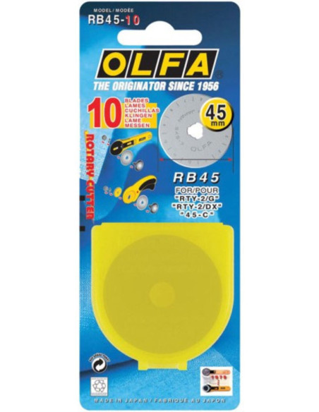 10 lâminas de reposição para cortador Olfa - 45 mm