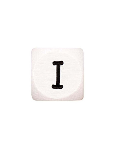 Cubo de madeira branco com letra do alfabeto em pérola