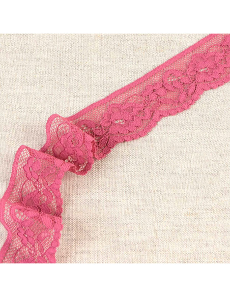 Dentelle élastique fleurie - Lila