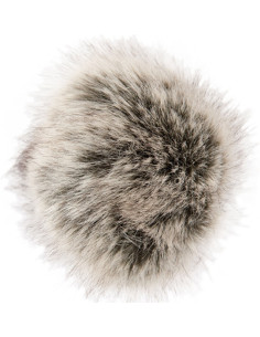 Pompom imitação de pele 10 cm - Premium bege e preto