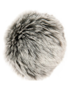 Pompom imitação de pele 10 cm - Premium cinza e cru